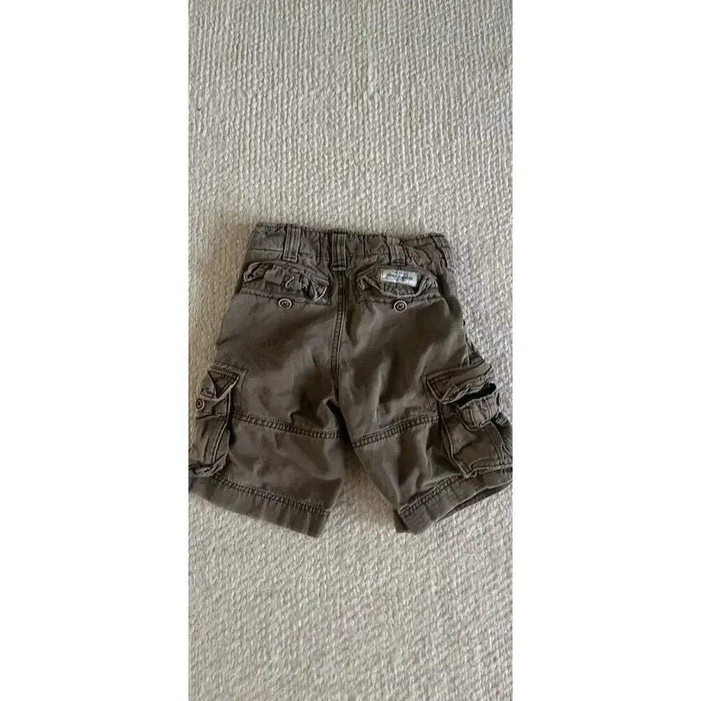 Vintage Y2K Boys Abercrombie & Fitch Cargo Shorts 8 Medium Brown Green Baggy